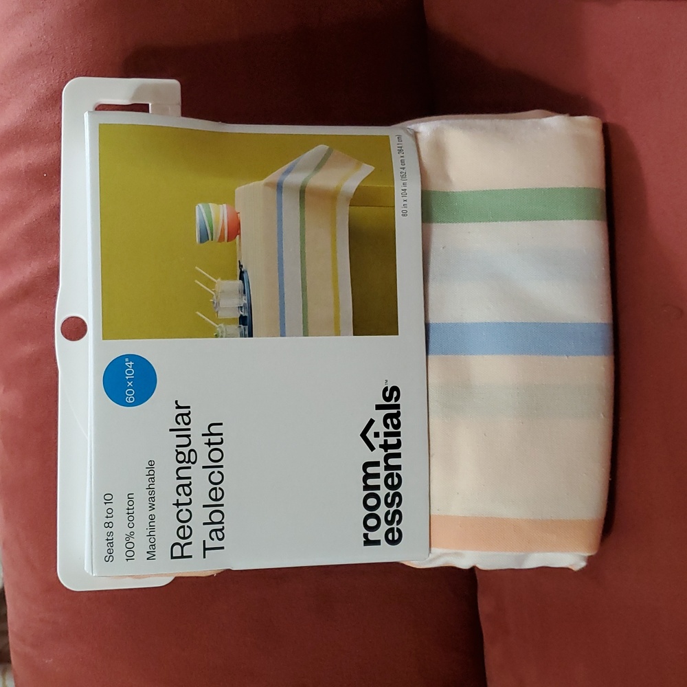 NWT Room Essentials Pastel Striped Tablecloth 60x104 Inches